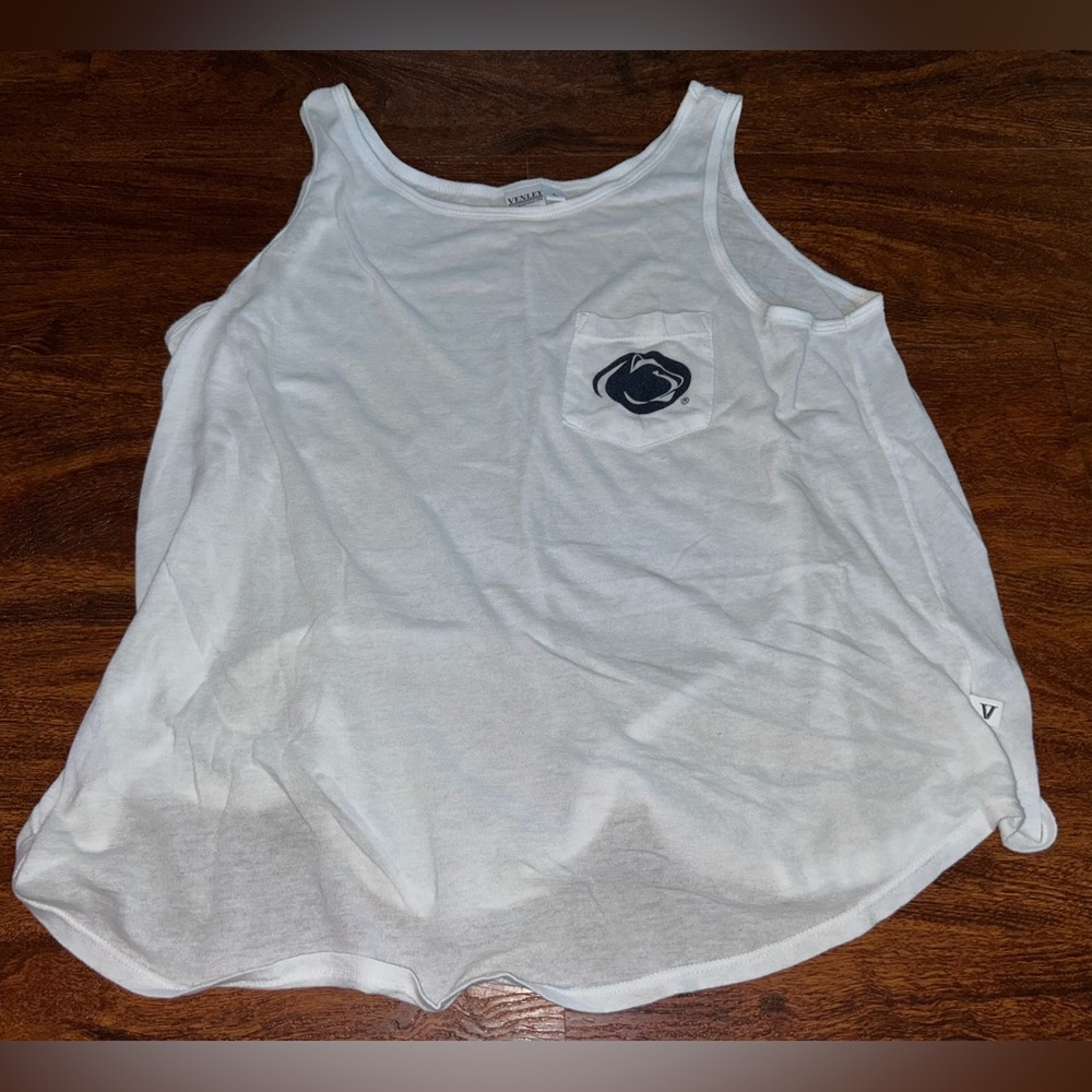 Penn State White Sleeveless Tank Top with Rounded Neckline